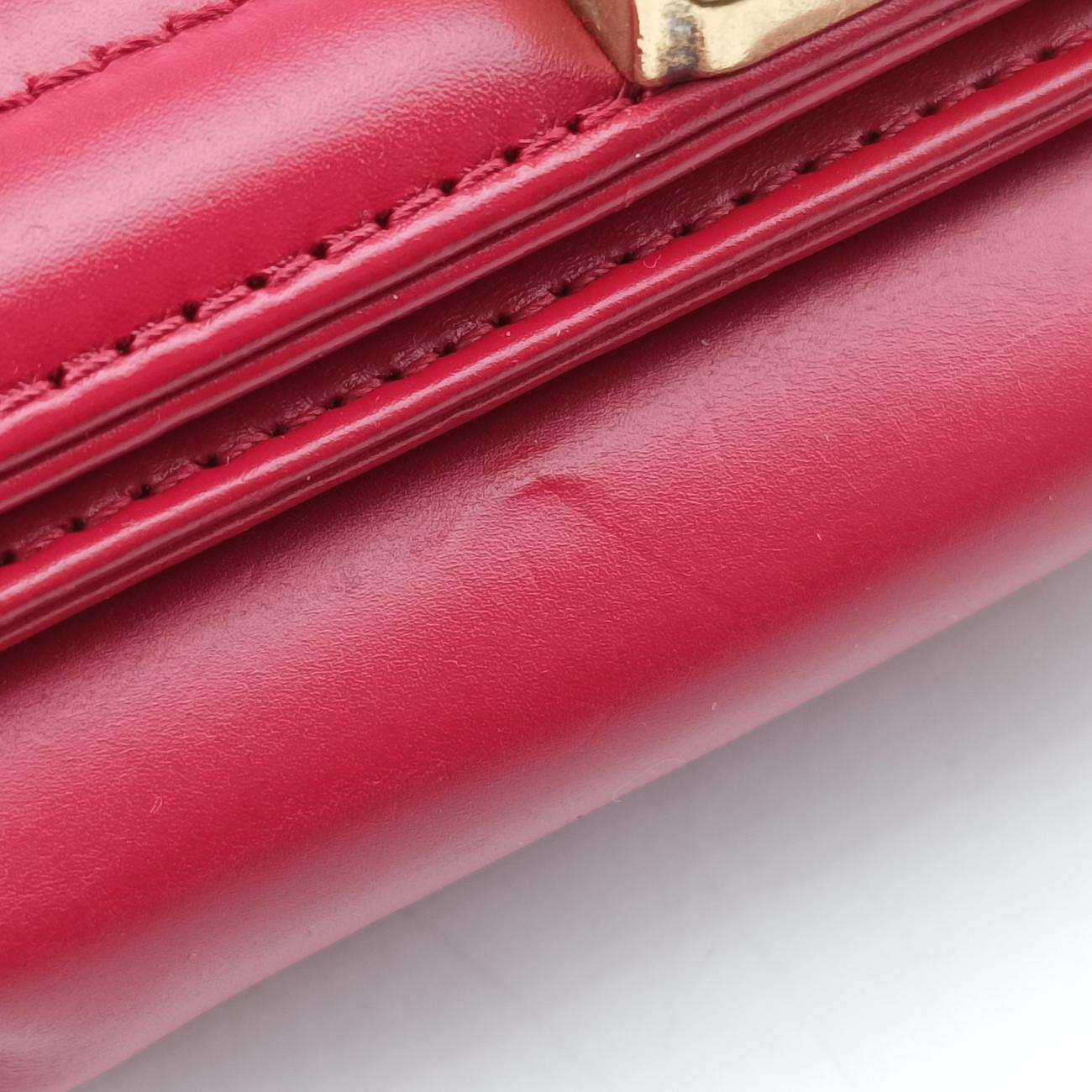 Vintage Chanel BOY CHANEL Red Leather A66713 shoulderbag | stylenewstar