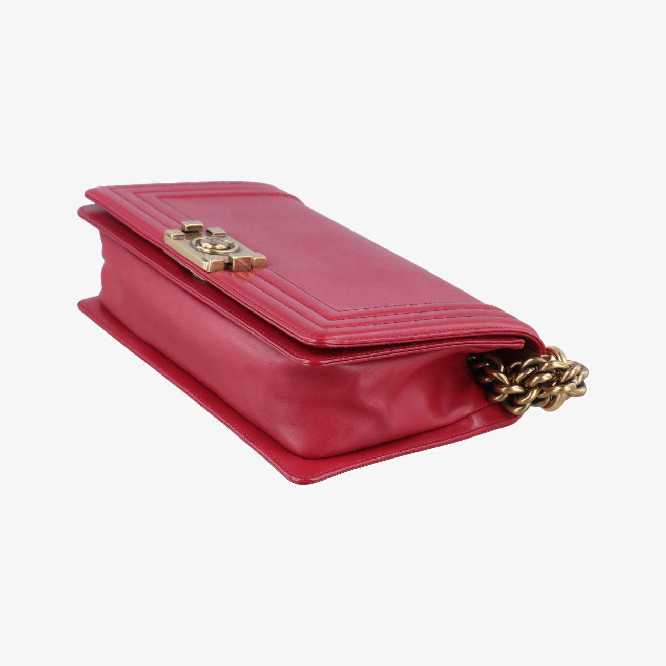 Vintage Chanel BOY CHANEL Red Leather A66713 shoulderbag | stylenewstar