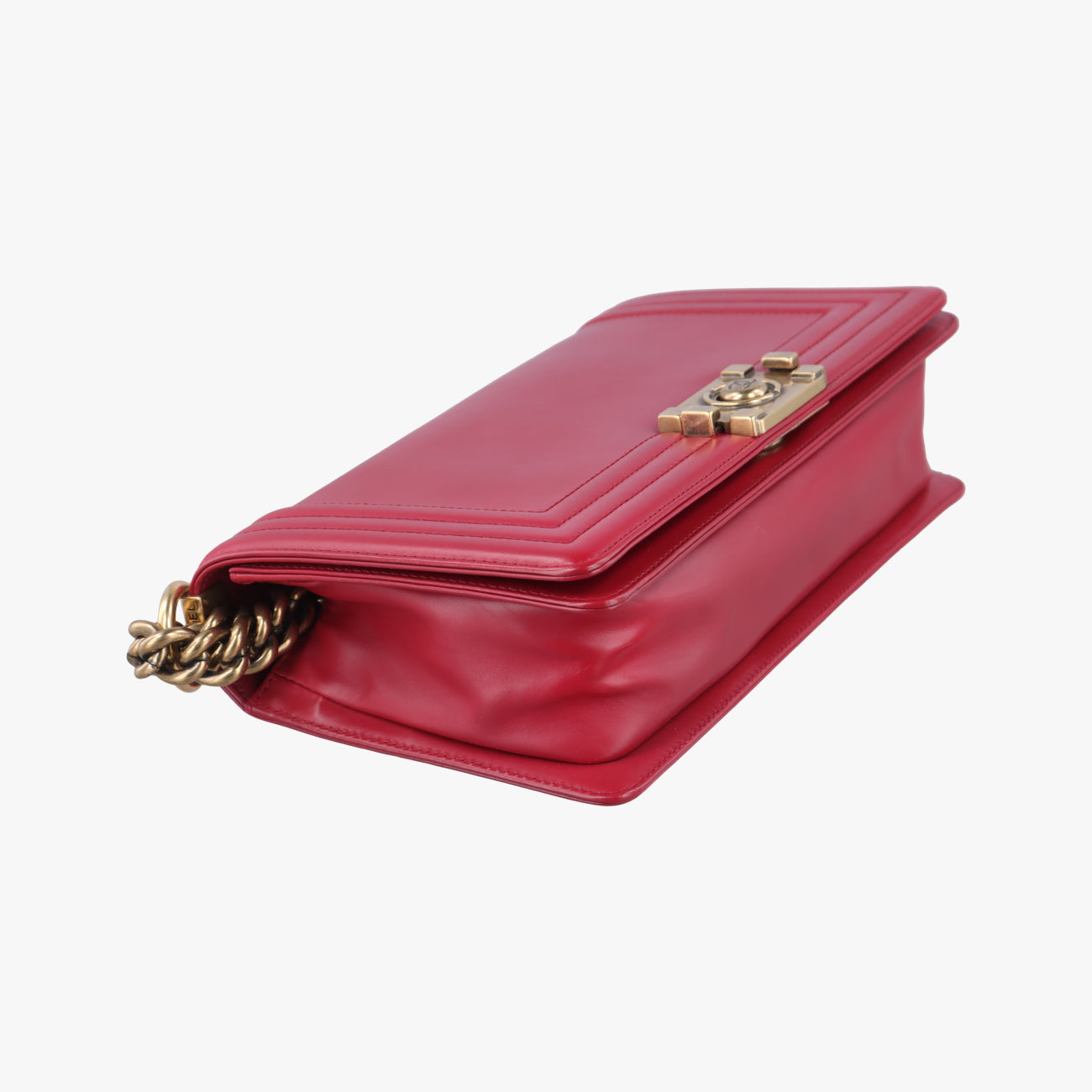 Vintage Chanel BOY CHANEL Red Leather A66713 shoulderbag | stylenewstar