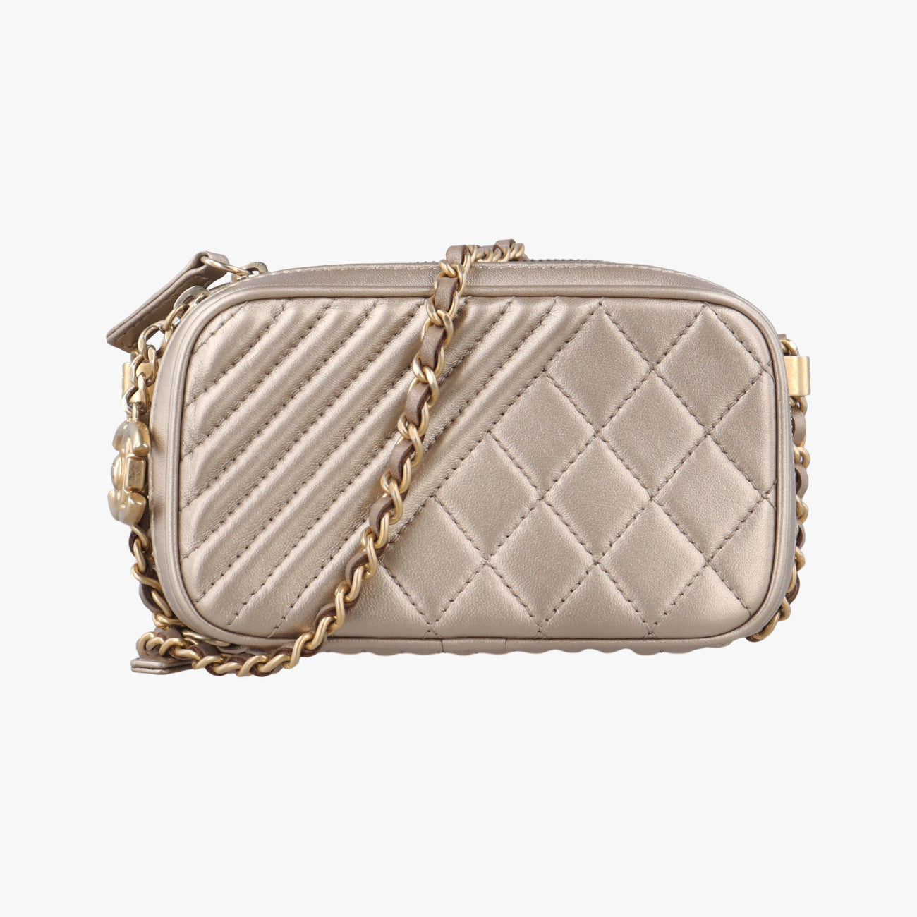 Secondhand Chanel Coco Boy Camera Case Golden caviar skin A92654 shoulderbag | stylenewstar