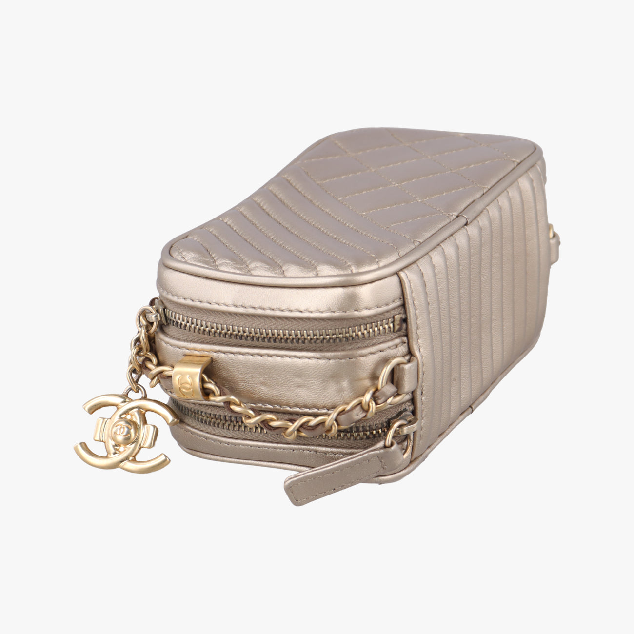 Secondhand Chanel Coco Boy Camera Case Golden caviar skin A92654 shoulderbag | stylenewstar