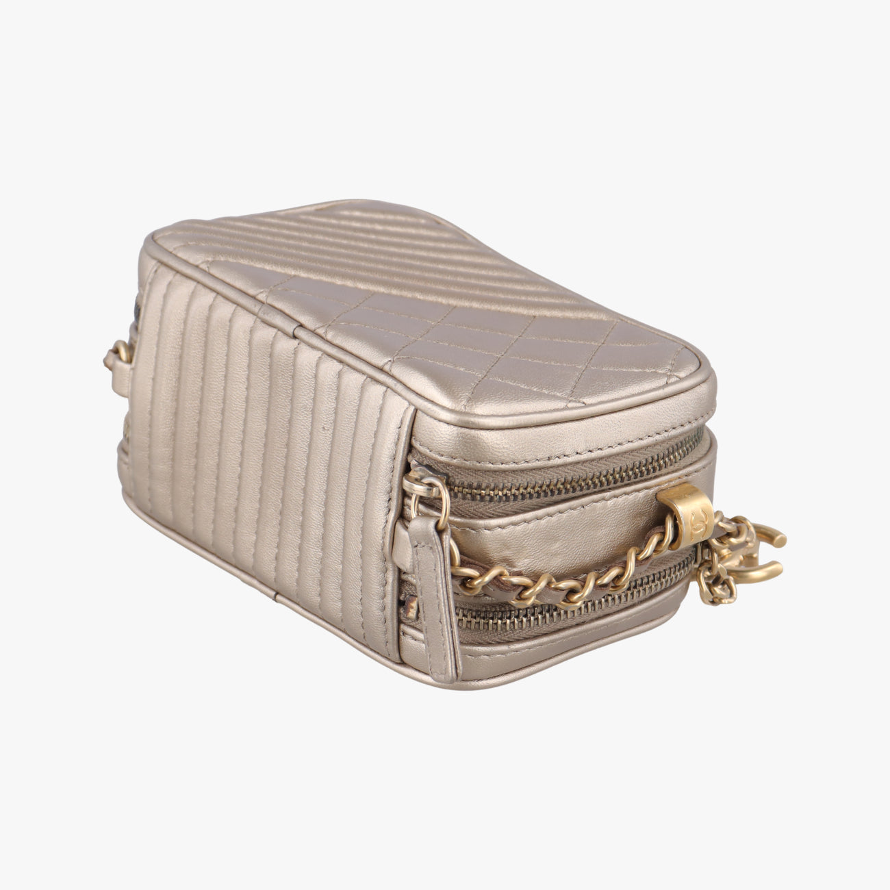 Secondhand Chanel Coco Boy Camera Case Golden caviar skin A92654 shoulderbag | stylenewstar