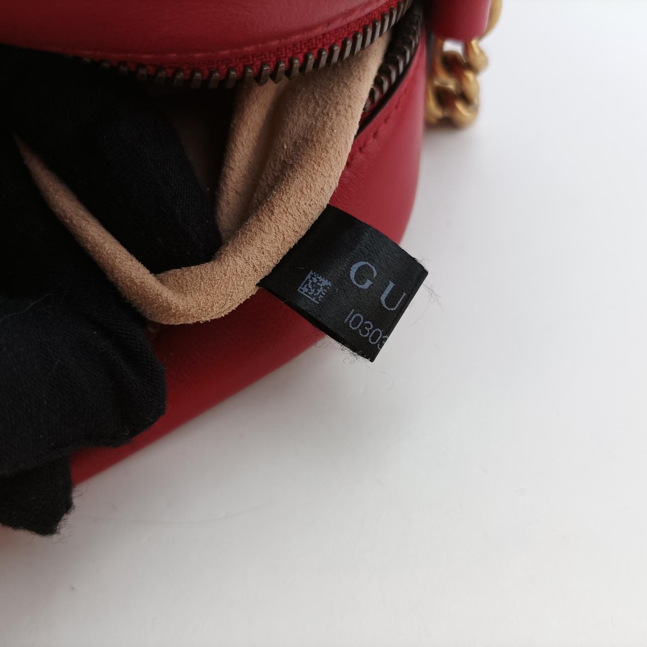 Pre-owned Gucci GG Marmont Red Leather 447632 shoulderbag | stylenewstar