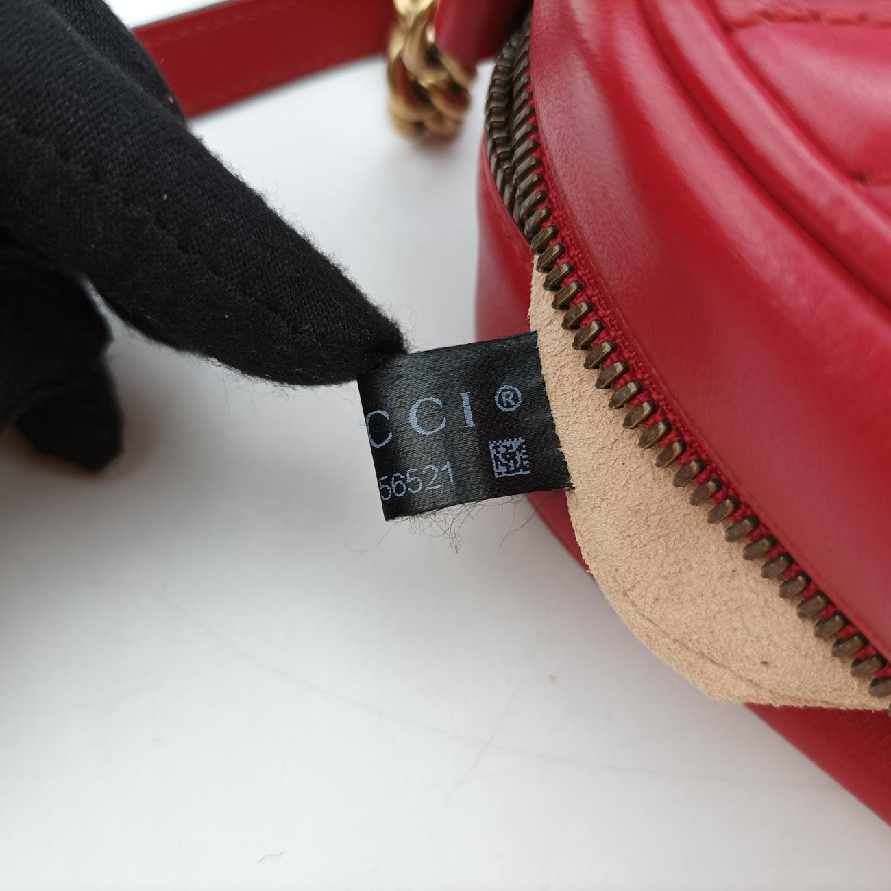 Pre-owned Gucci GG Marmont Red Leather 447632 shoulderbag | stylenewstar