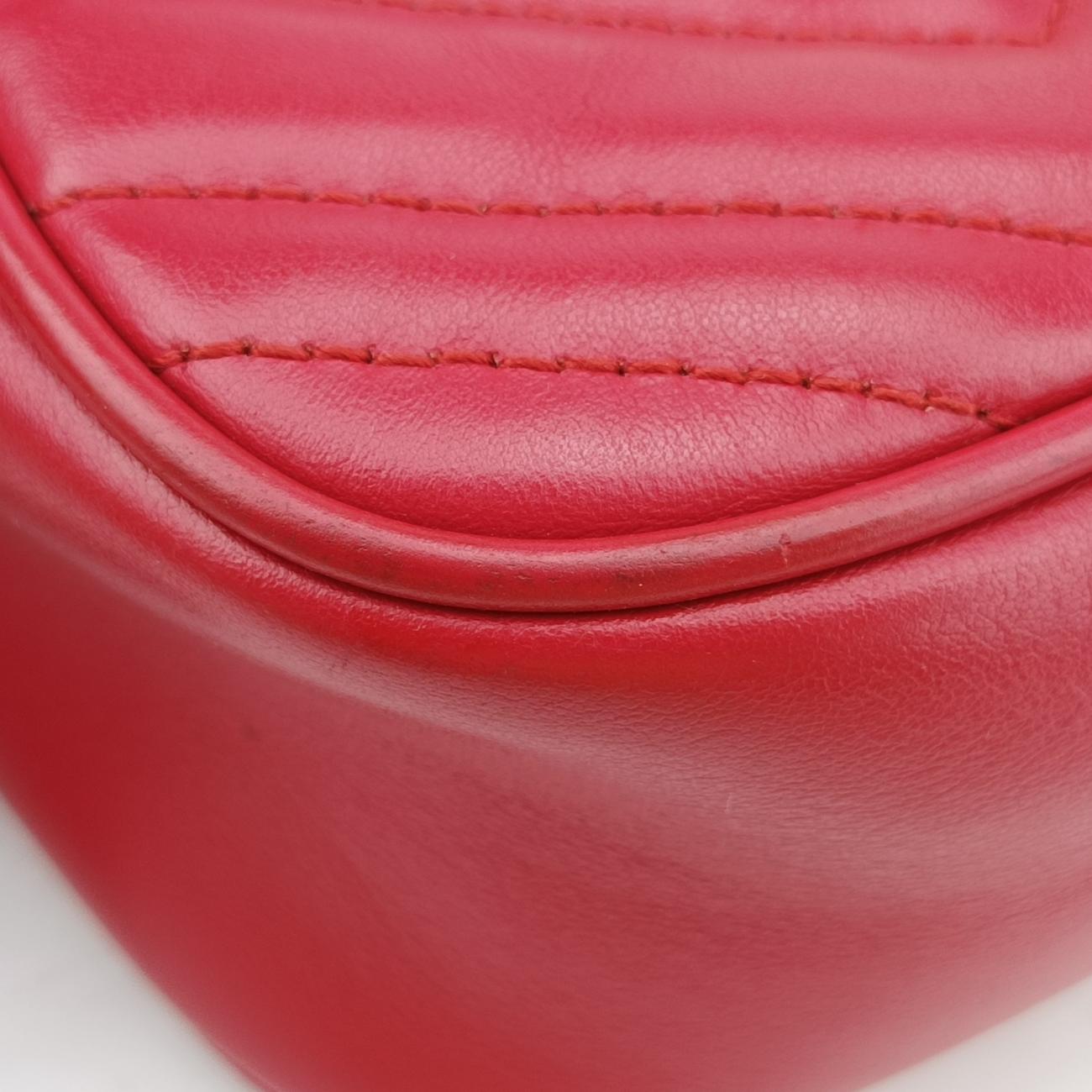 Pre-owned Gucci GG Marmont Red Leather 447632 shoulderbag | stylenewstar