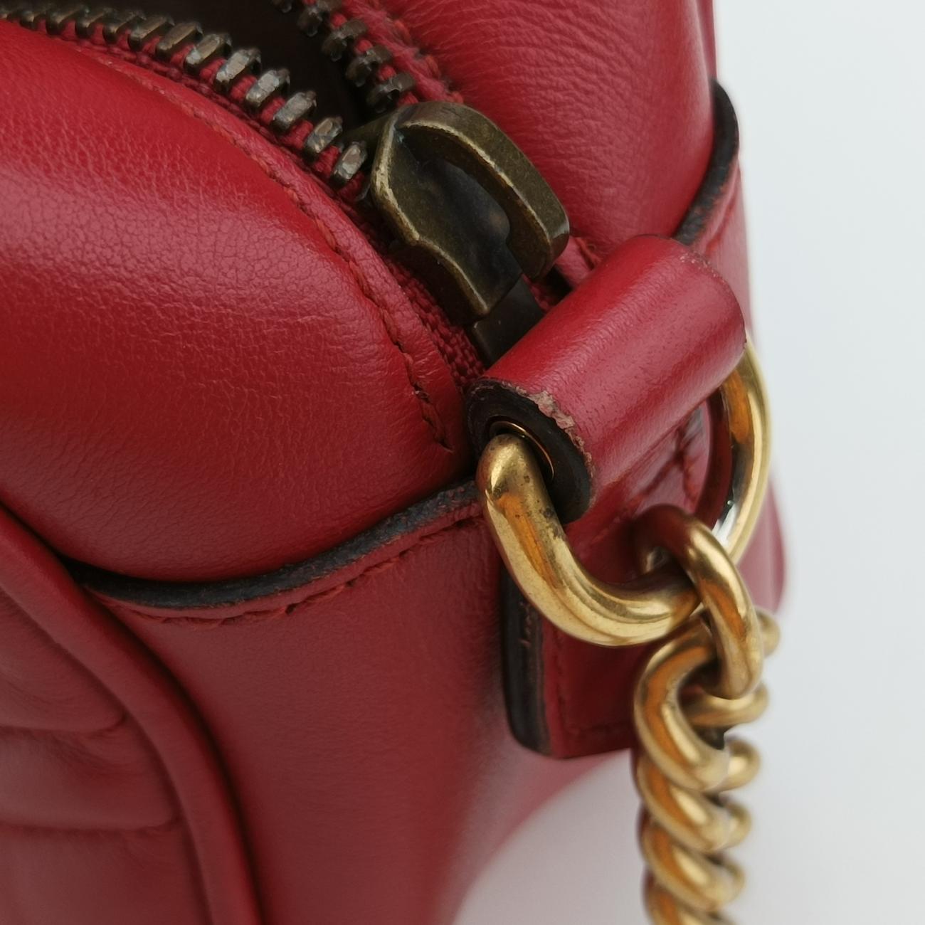 Pre-owned Gucci GG Marmont Red Leather 447632 shoulderbag | stylenewstar