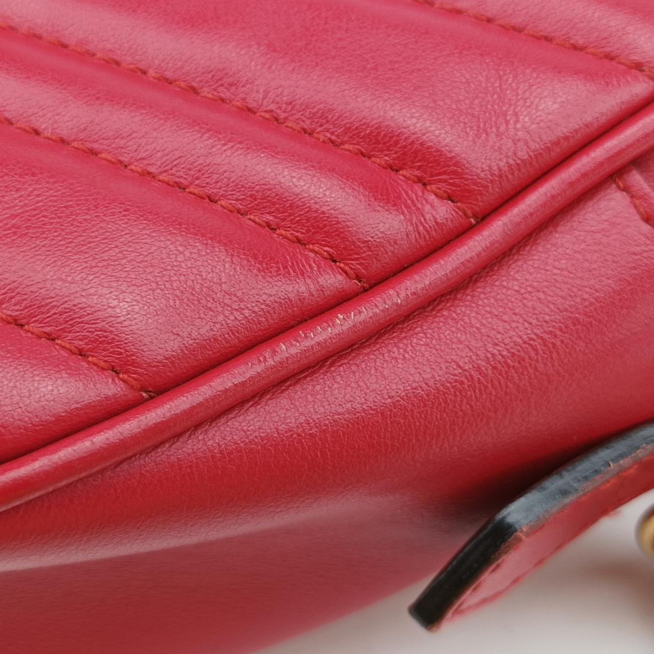 Pre-owned Gucci GG Marmont Red Leather 447632 shoulderbag | stylenewstar