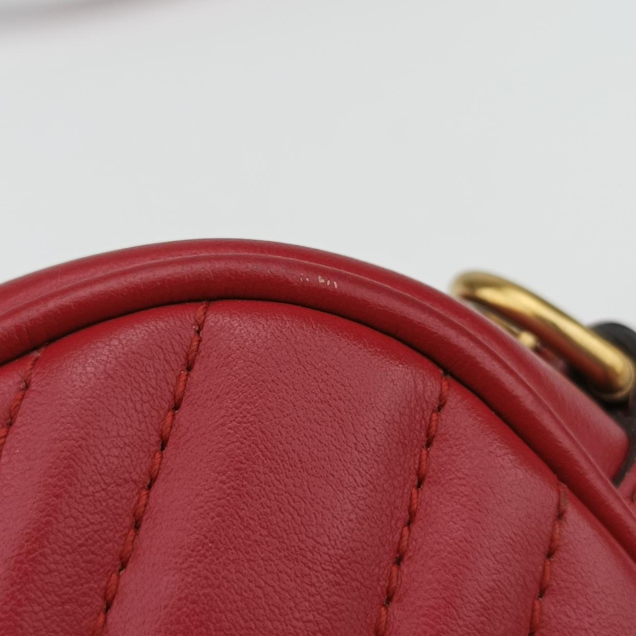 Pre-owned Gucci GG Marmont Red Leather 447632 shoulderbag | stylenewstar