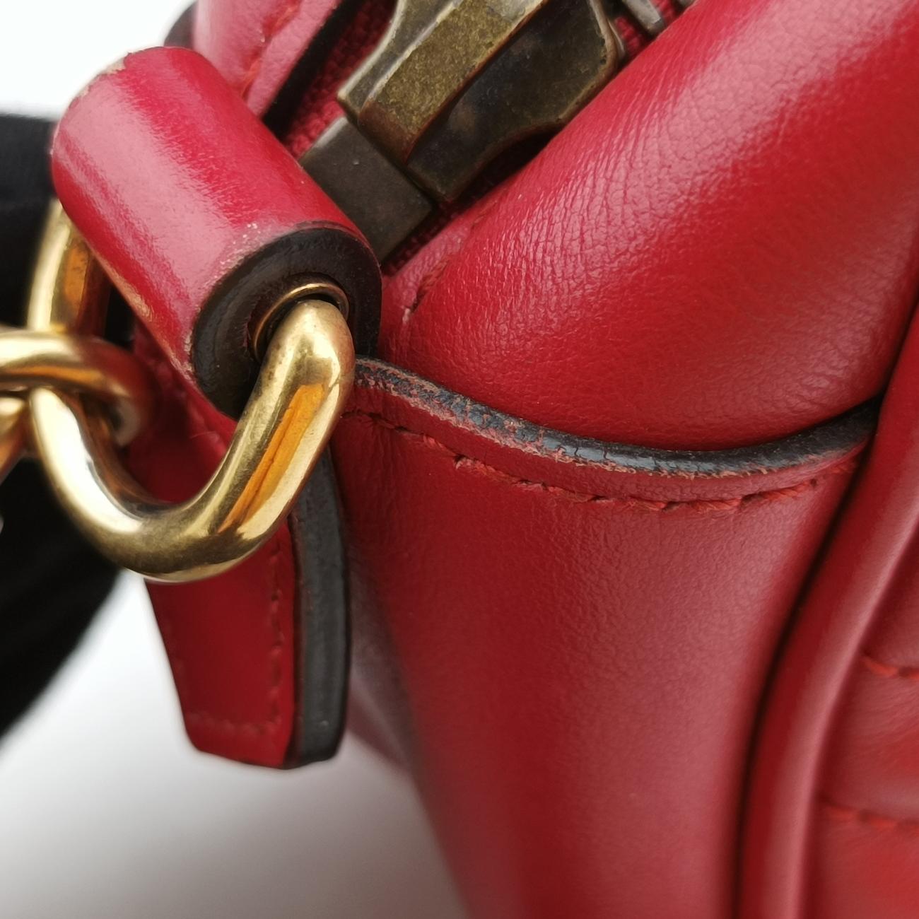 Pre-owned Gucci GG Marmont Red Leather 447632 shoulderbag | stylenewstar