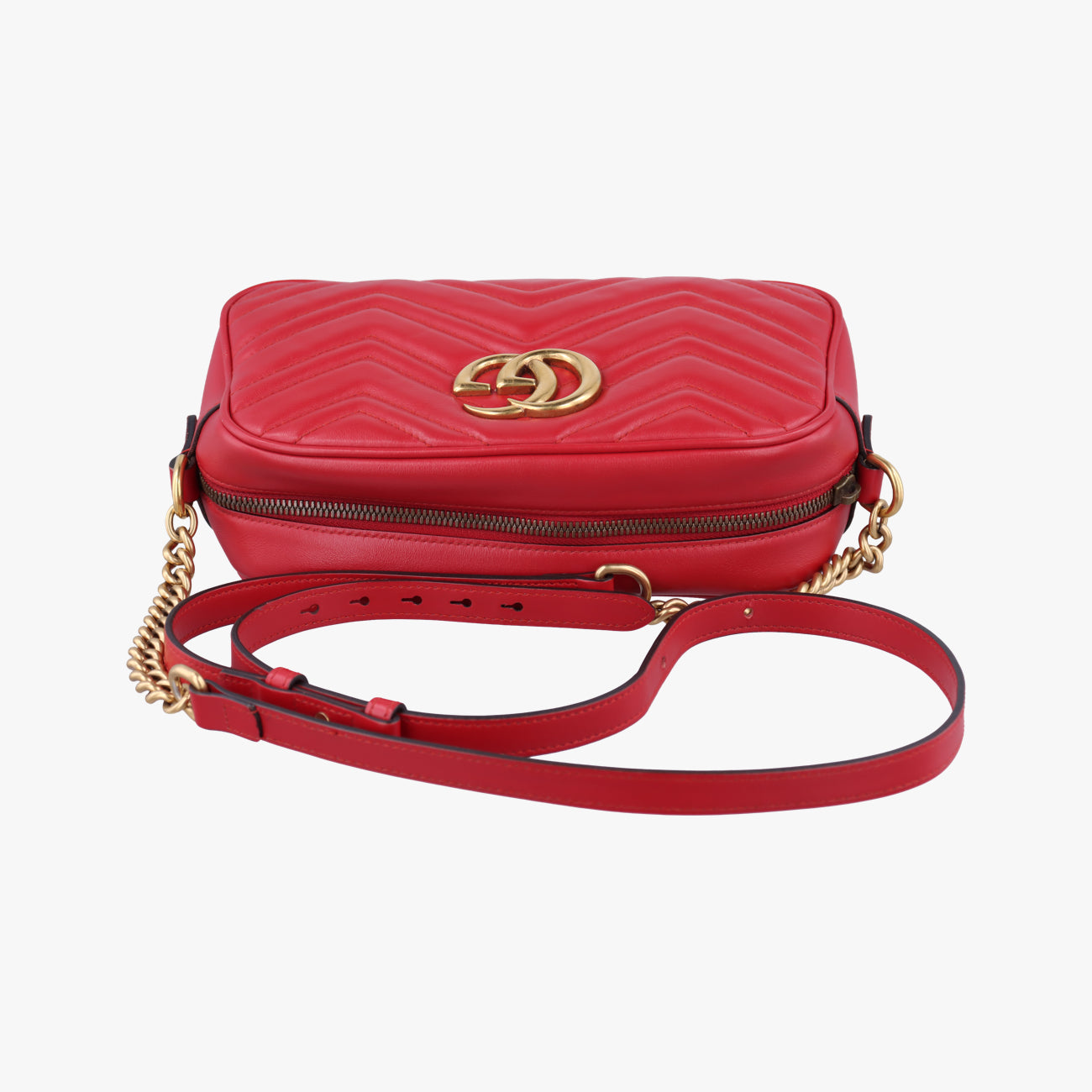 Pre-owned Gucci GG Marmont Red Leather 447632 shoulderbag | stylenewstar