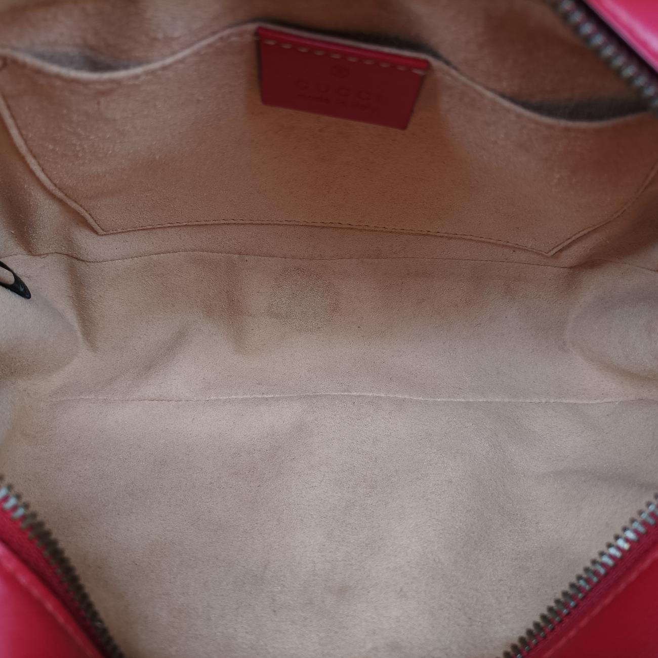 Pre-owned Gucci GG Marmont Red Leather 447632 shoulderbag | stylenewstar