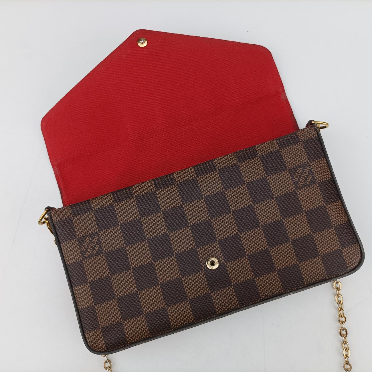 Pochette FéLICIE EBENE Damier Canvas ICチップ
