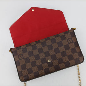 Pochette FéLICIE EBENE Damier Canvas ICチップ