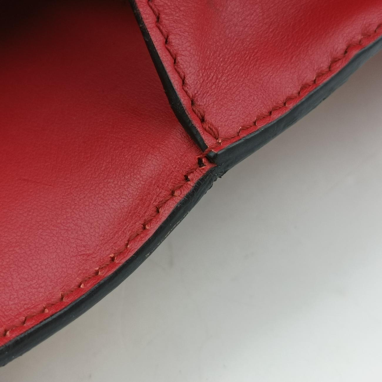 Pre-owned Prada Cahier Red×Black Leather 1BD045 shoulderbag | stylenewstar