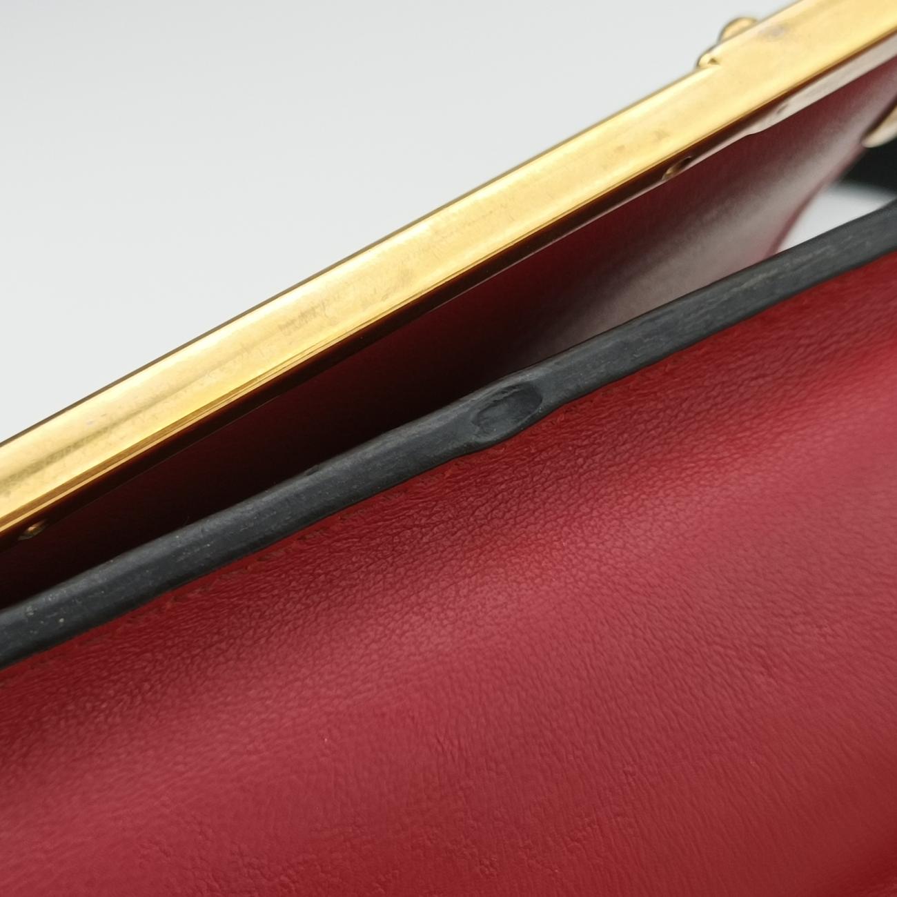 Pre-owned Prada Cahier Red×Black Leather 1BD045 shoulderbag | stylenewstar