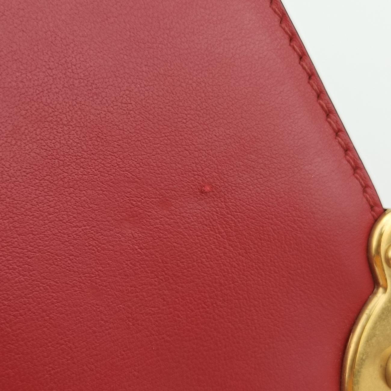 Pre-owned Prada Cahier Red×Black Leather 1BD045 shoulderbag | stylenewstar