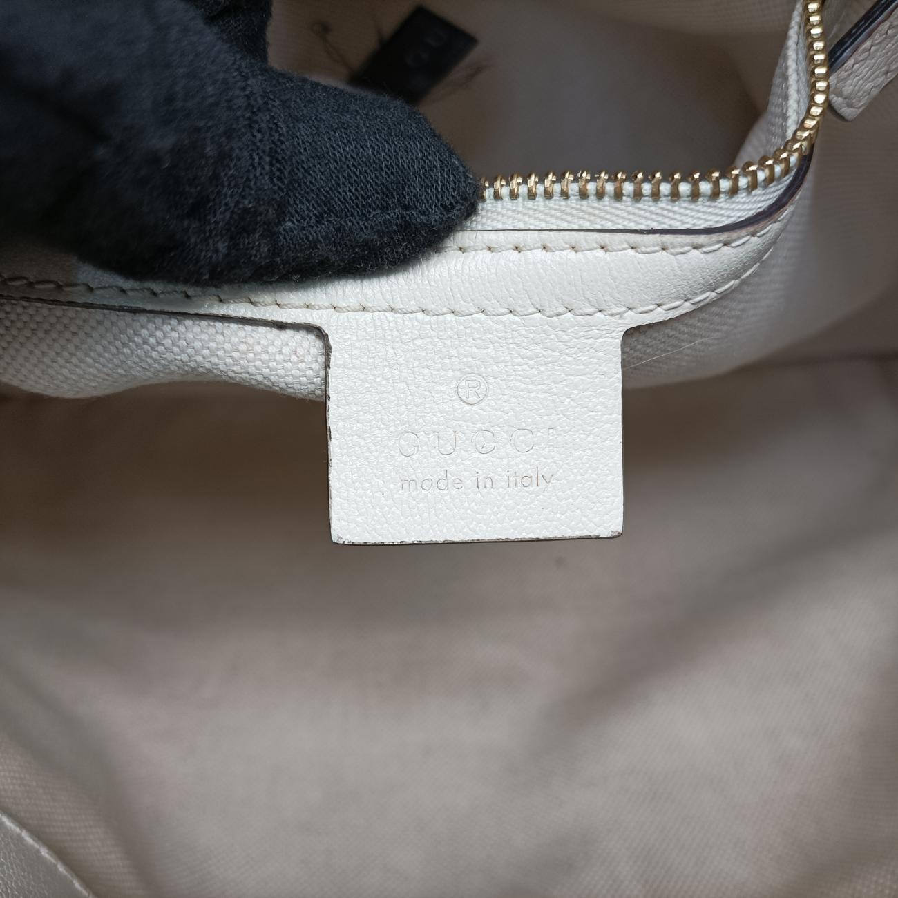 Pre-owned Gucci HORSEBIT 1955 beige×white canvas x leather 621144 shoulderbag | stylenewstar
