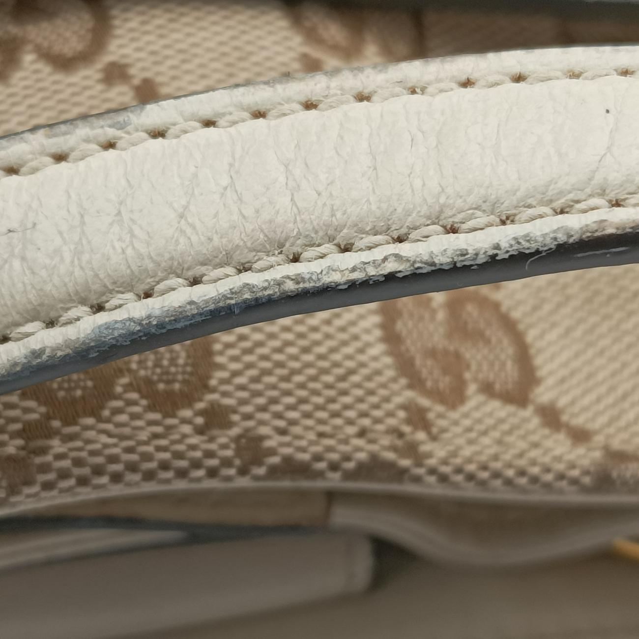 Pre-owned Gucci HORSEBIT 1955 beige×white canvas x leather 621144 shoulderbag | stylenewstar