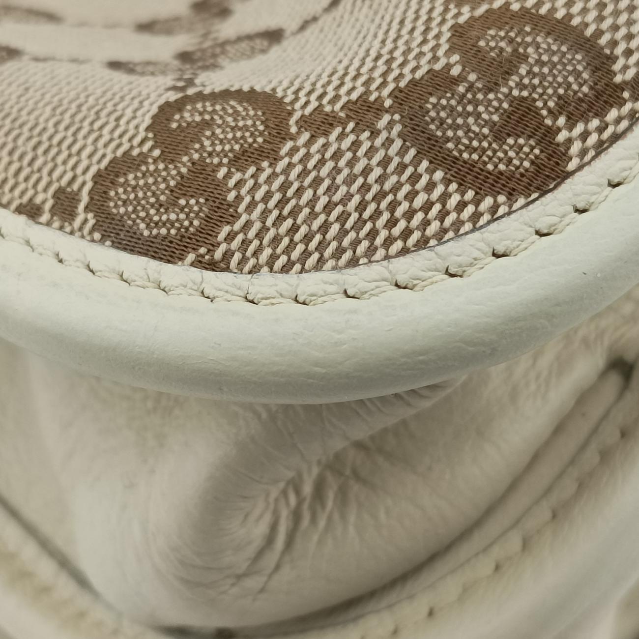 Pre-owned Gucci HORSEBIT 1955 beige×white canvas x leather 621144 shoulderbag | stylenewstar