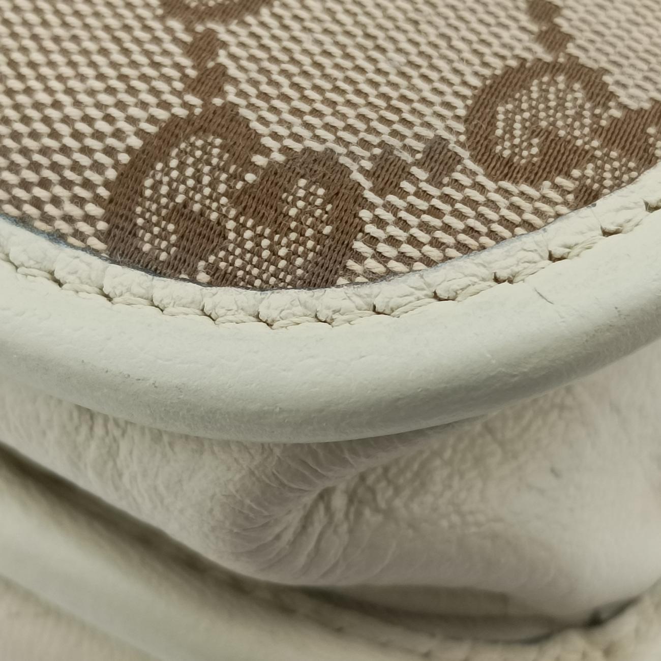 Pre-owned Gucci HORSEBIT 1955 beige×white canvas x leather 621144 shoulderbag | stylenewstar