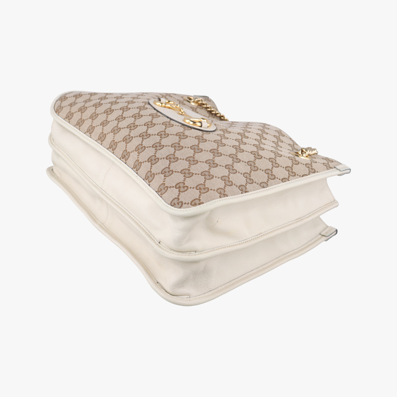 Pre-owned Gucci HORSEBIT 1955 beige×white canvas x leather 621144 shoulderbag | stylenewstar