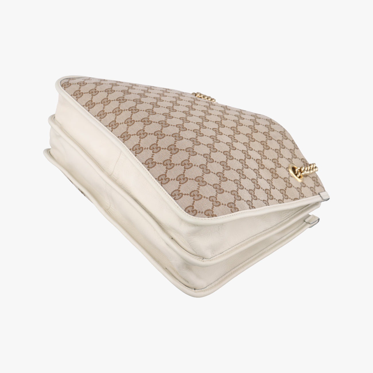 Pre-owned Gucci HORSEBIT 1955 beige×white canvas x leather 621144 shoulderbag | stylenewstar