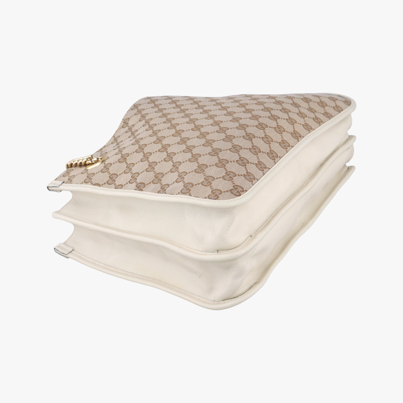 Pre-owned Gucci HORSEBIT 1955 beige×white canvas x leather 621144 shoulderbag | stylenewstar