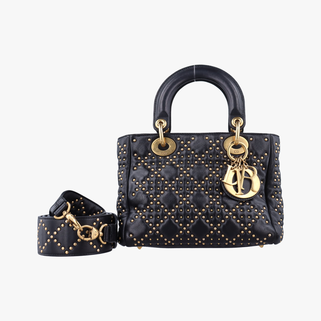 Pre-owned Christian Dior Lady Dior Black lambskin  shoulderbag | stylenewstar