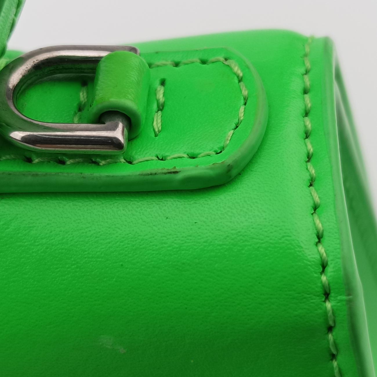 Pre-owned Balenciaga Hourglass Green×Black Leather  shoulderbag | stylenewstar