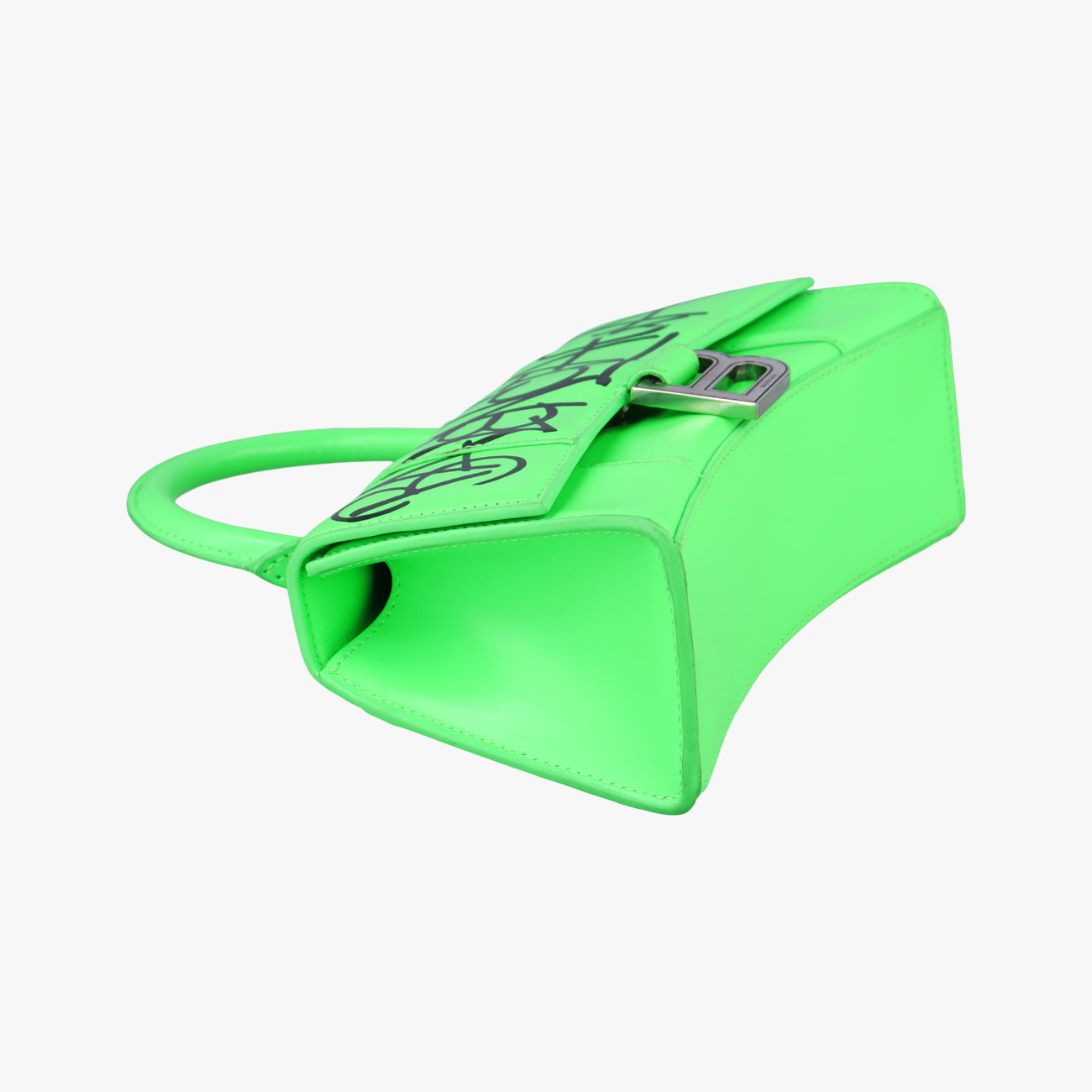 Pre-owned Balenciaga Hourglass Green×Black Leather  shoulderbag | stylenewstar