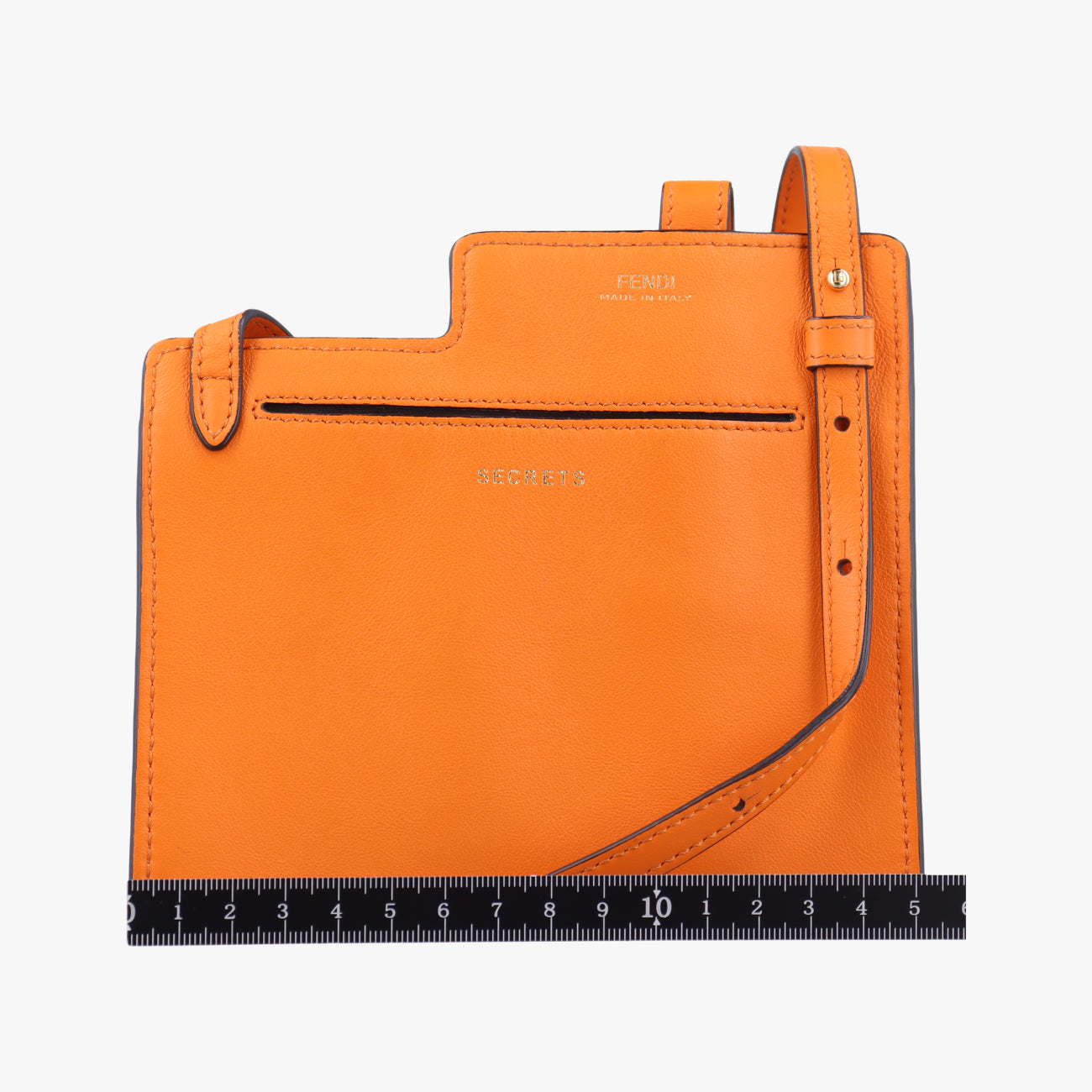 Pre-owned Fendi Mini Century Phone Case Orange Leather 8BS026 shoulderbag | stylenewstar