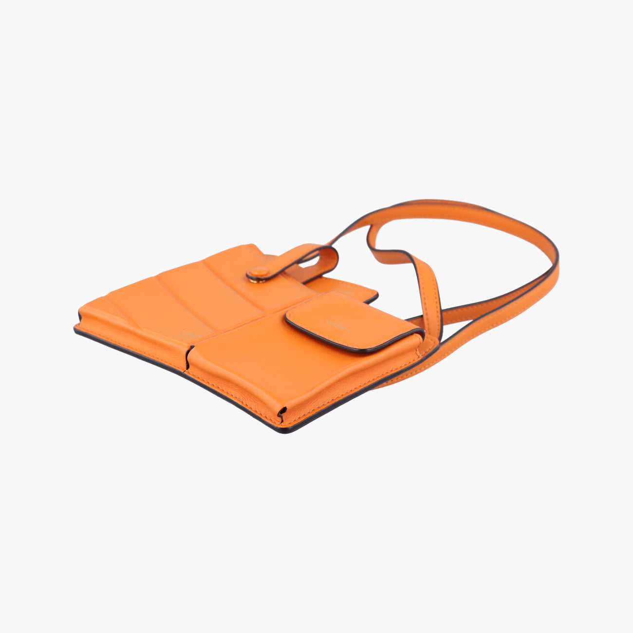 Pre-owned Fendi Mini Century Phone Case Orange Leather 8BS026 shoulderbag | stylenewstar
