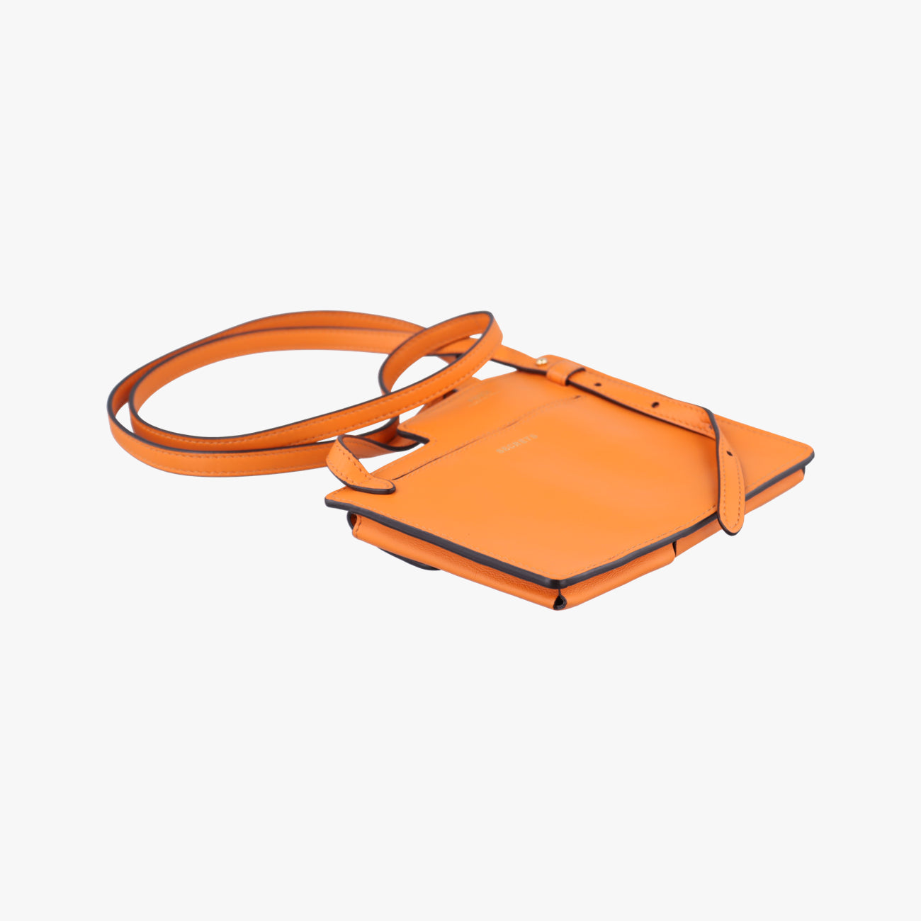 Pre-owned Fendi Mini Century Phone Case Orange Leather 8BS026 shoulderbag | stylenewstar
