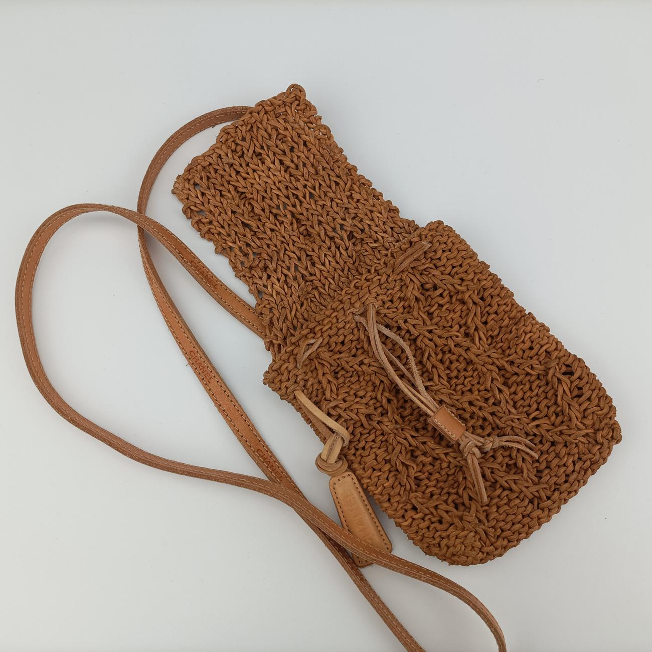 Pre-owned Chanel Pochette Logo Brown Leather A14701 shoulderbag | stylenewstar