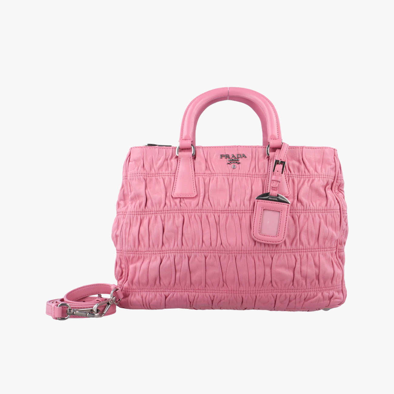 Pre-owned Prada Gathered Pink nylon BN2393 shoulderbag | stylenewstar
