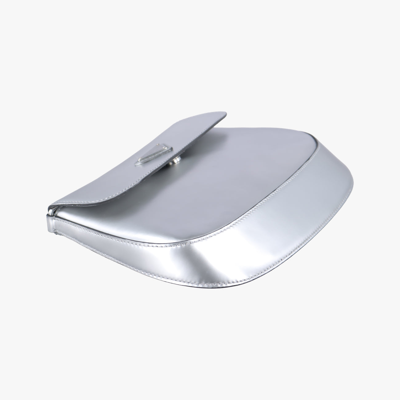 Pre-owned Prada Cleo Flap Silver Leather  shoulderbag | stylenewstar