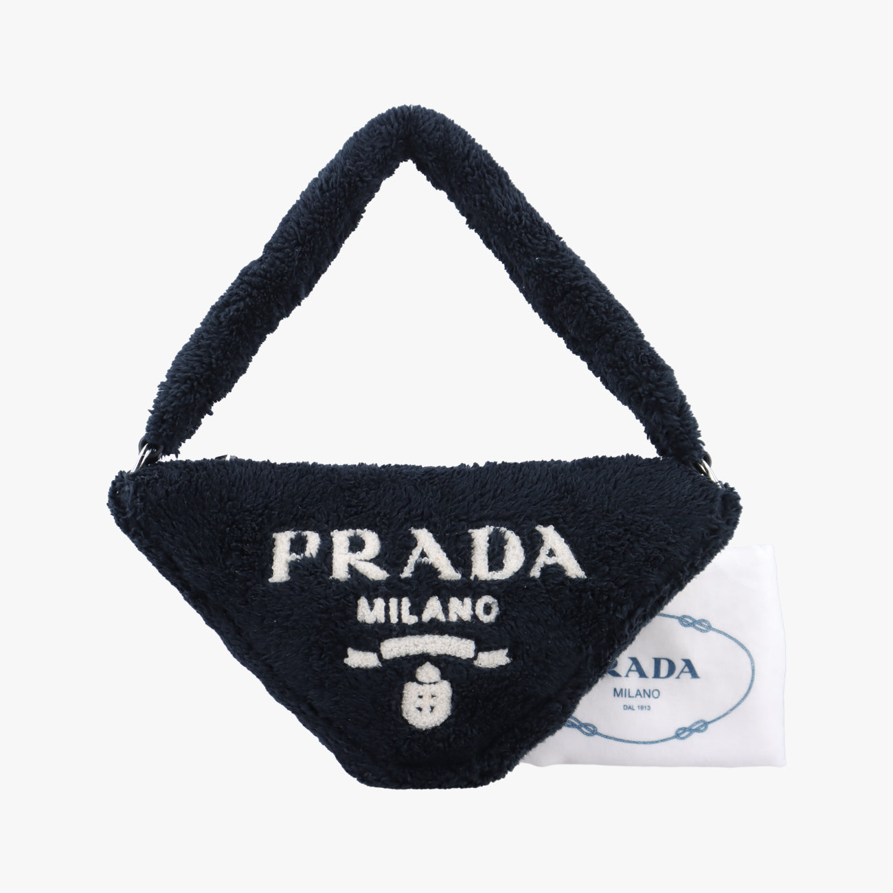 Secondhand Prada Triangle Terry Black×White Pile 1NE043 shoulderbag | stylenewstar