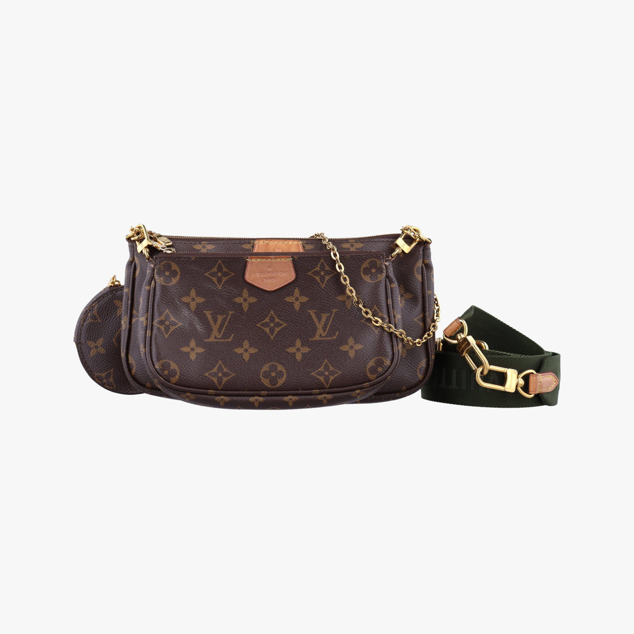 Secondhand Louis Vuitton MULTI POCHETTE ACCESSOIRES MARRON×ROSE CLAIRE Monogram Canvas M44840 shoulderbag | stylenewstar
