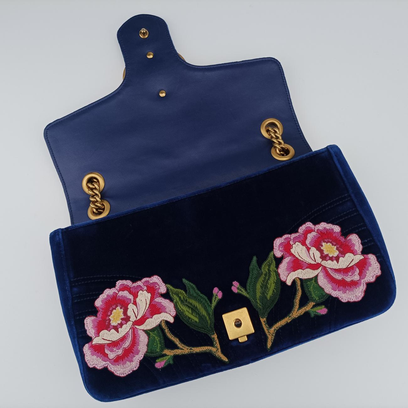 Vintage Gucci GG Marmont Navy×multicolor velour 443496 shoulderbag | stylenewstar