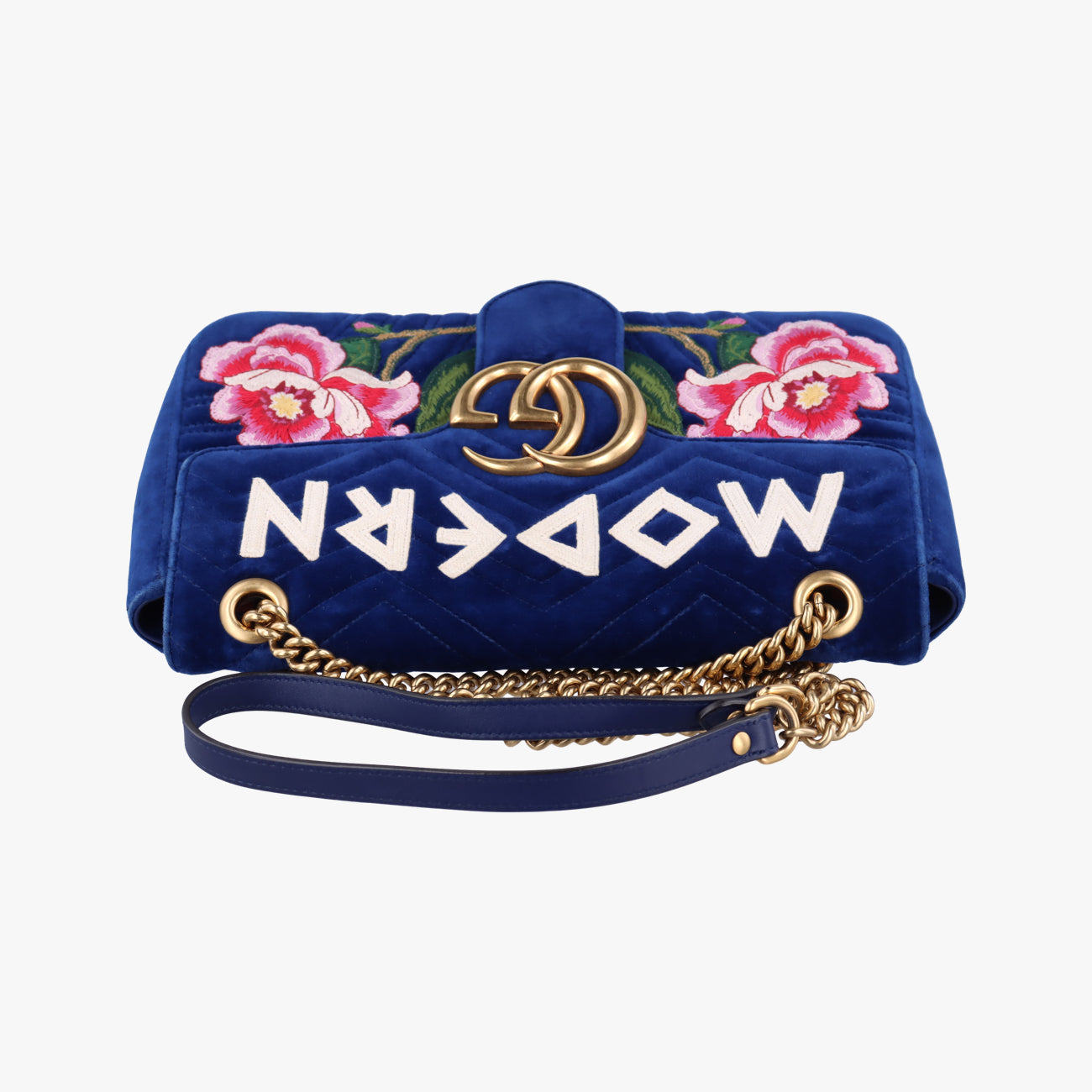 Vintage Gucci GG Marmont Navy×multicolor velour 443496 shoulderbag | stylenewstar