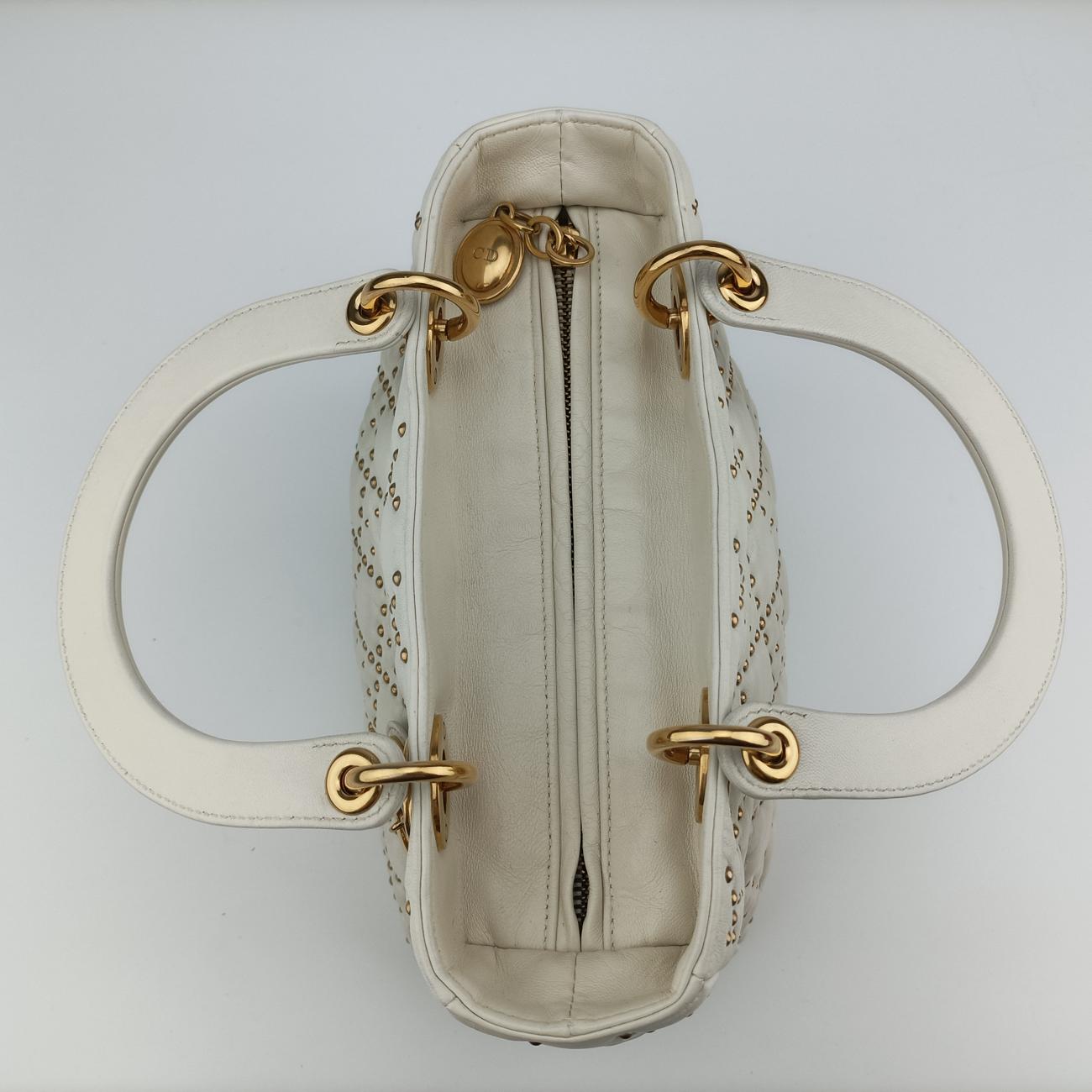 Vintage Christian Dior Lady Dior White Leather  shoulderbag | stylenewstar