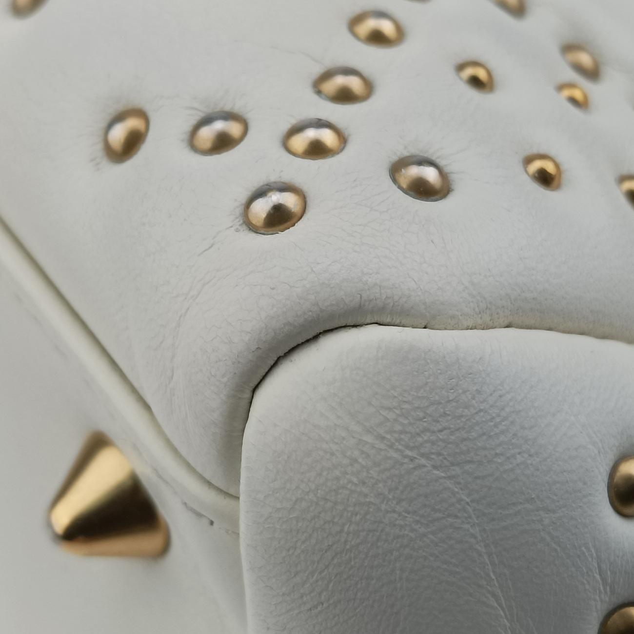 Vintage Christian Dior Lady Dior White Leather  shoulderbag | stylenewstar