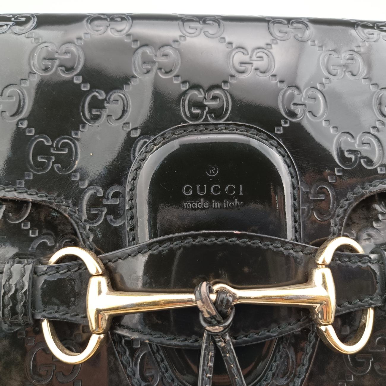 Pre-owned Gucci Emily Green Patent Leather 295403 shoulderbag | stylenewstar