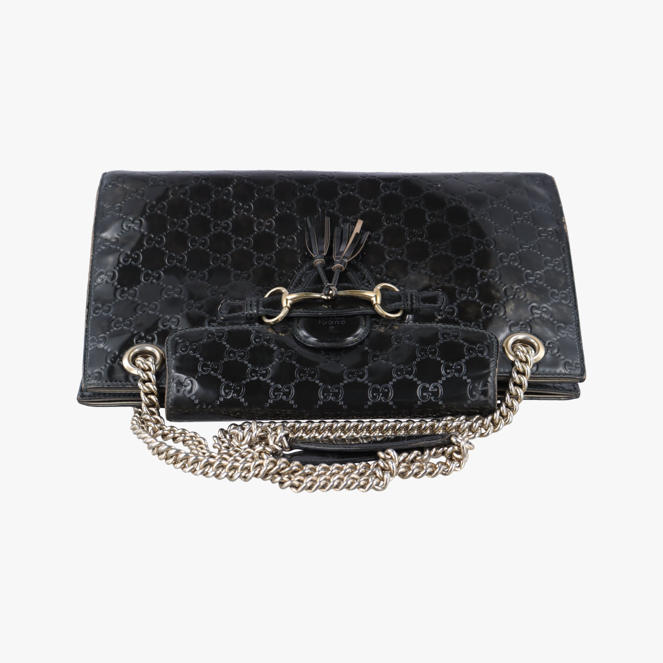 Pre-owned Gucci Emily Green Patent Leather 295403 shoulderbag | stylenewstar