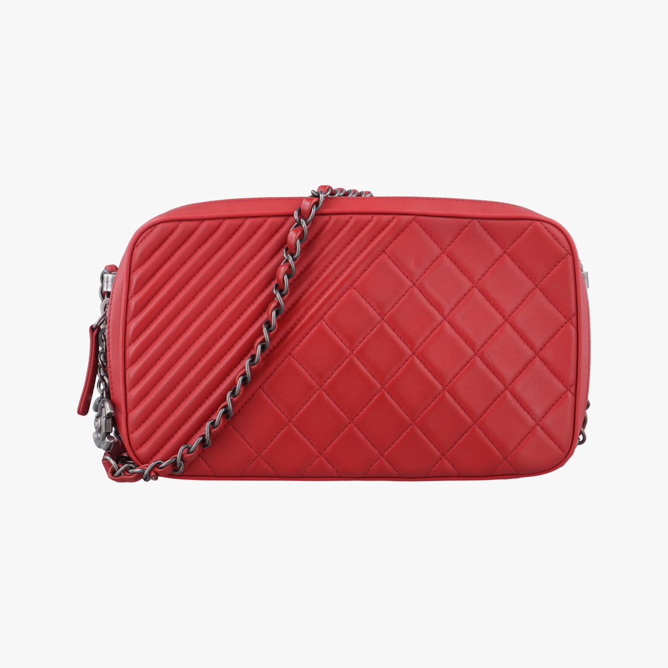Pre-owned Chanel Coco Boy Camera Case Red Lambskin A92656 shoulderbag | stylenewstar