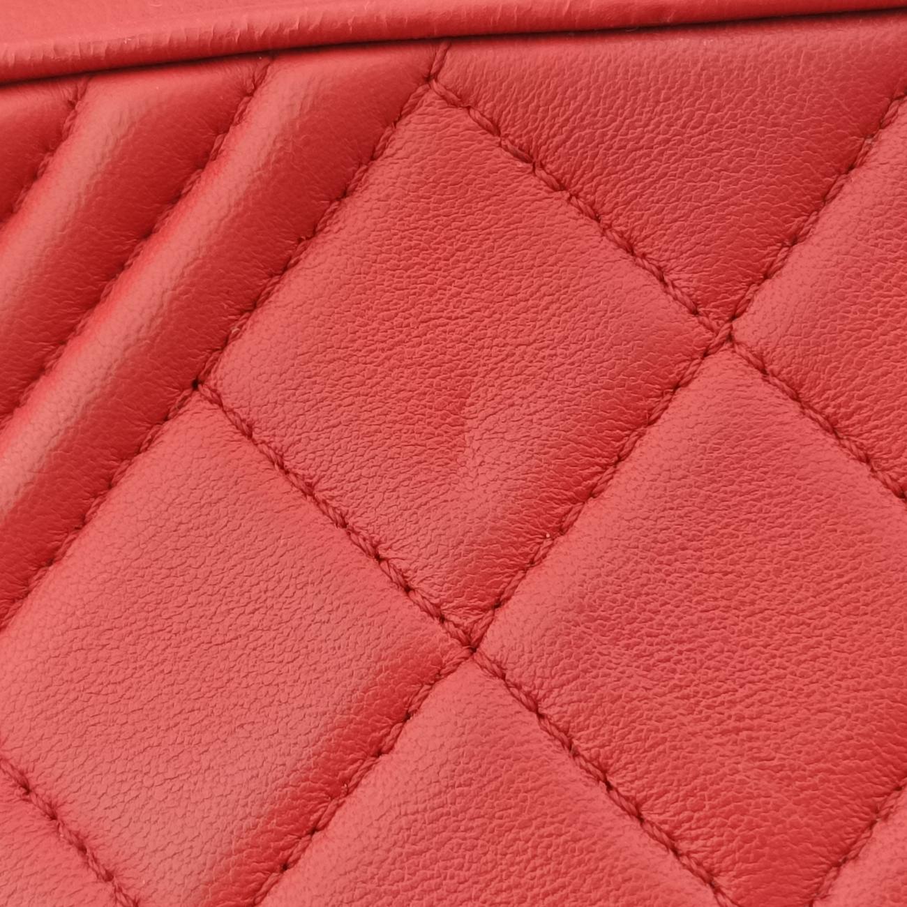 Pre-owned Chanel Coco Boy Camera Case Red Lambskin A92656 shoulderbag | stylenewstar