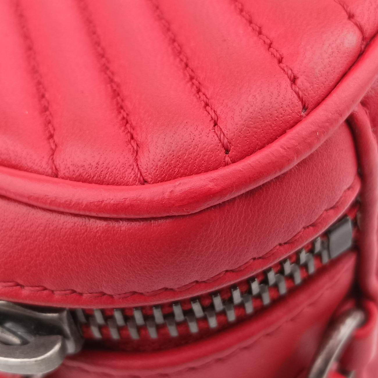 Pre-owned Chanel Coco Boy Camera Case Red Lambskin A92656 shoulderbag | stylenewstar