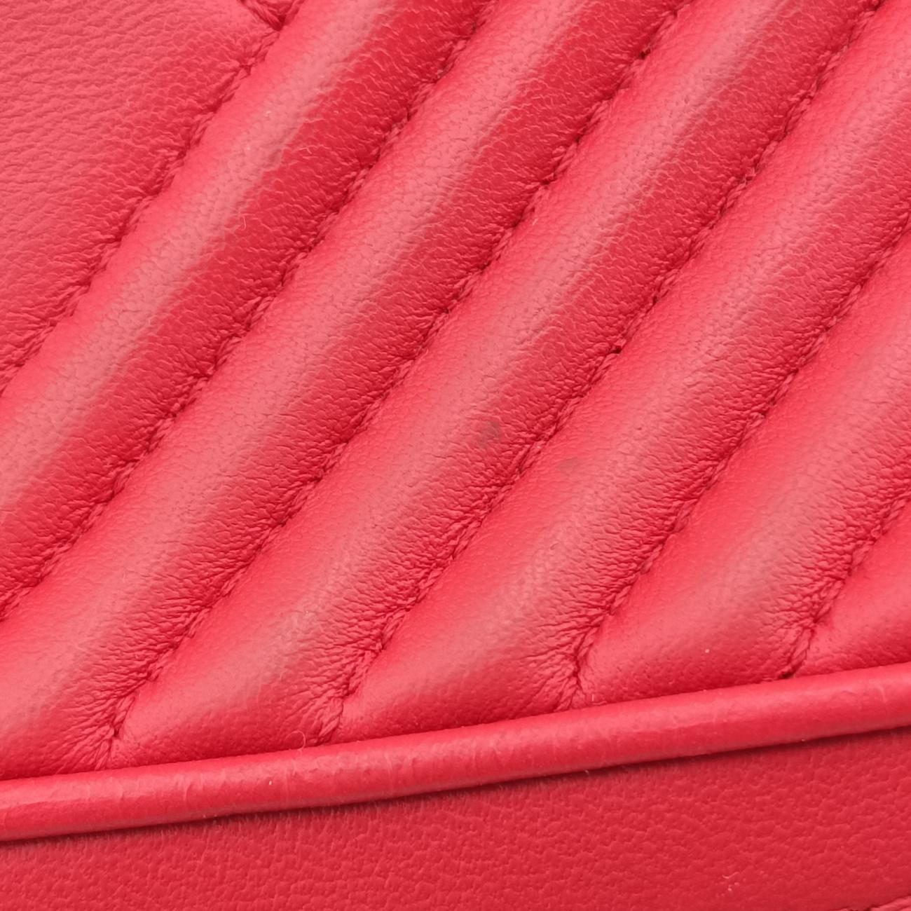 Pre-owned Chanel Coco Boy Camera Case Red Lambskin A92656 shoulderbag | stylenewstar