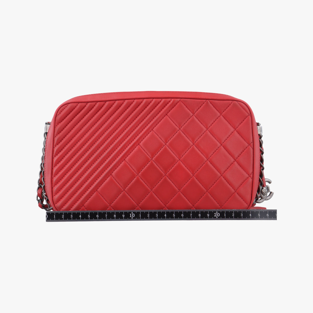 Pre-owned Chanel Coco Boy Camera Case Red Lambskin A92656 shoulderbag | stylenewstar