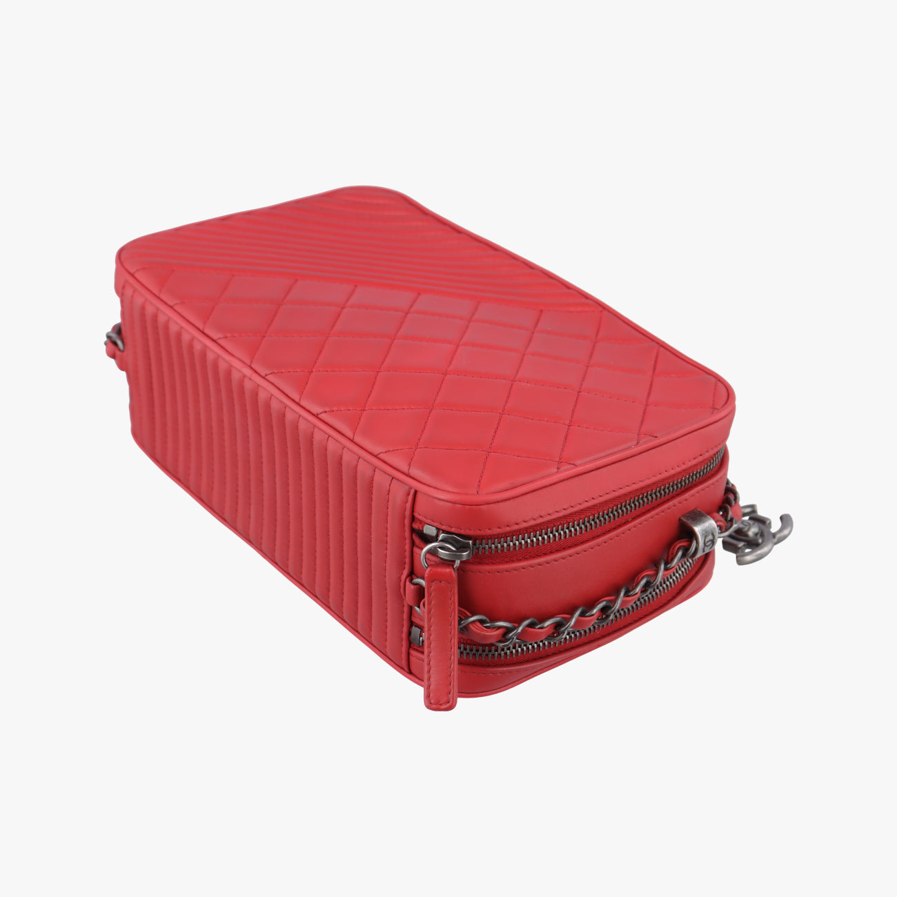 Pre-owned Chanel Coco Boy Camera Case Red Lambskin A92656 shoulderbag | stylenewstar